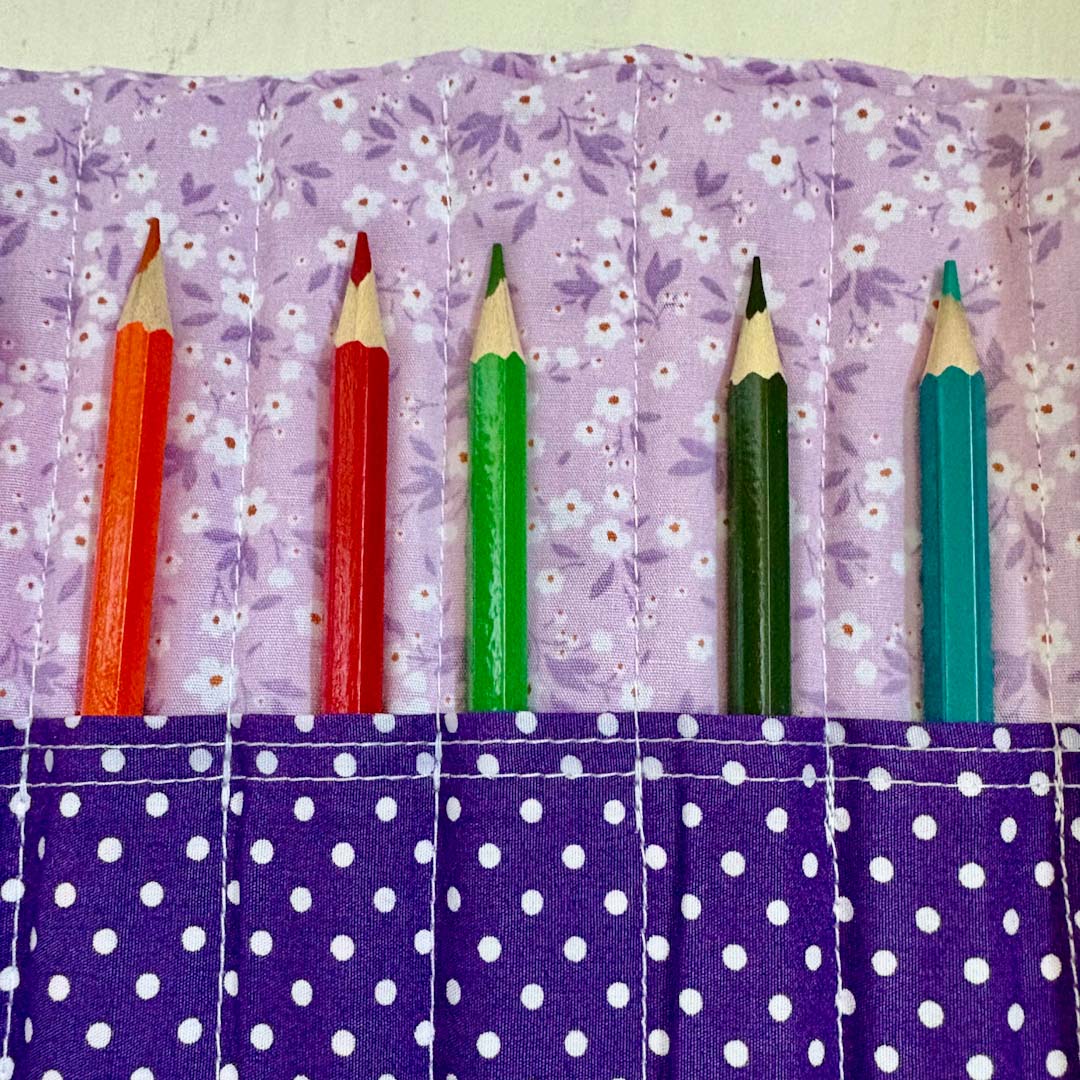 Floral Pencil Roll Purple Close Up - Made by Marianne_Just Makers