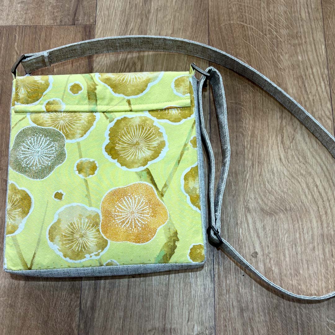Floral Yellow Kimono Silk Handbag Back - Amanda Scott_Just Makers