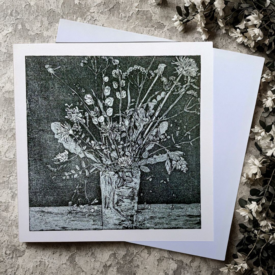 Flower Vase Greeting Card - Gill Kirk - Just Makers Gill Kirk Artist