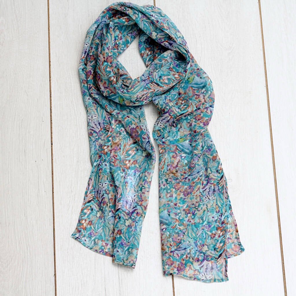 Flowers Field Chiffon Silk Scarf - Pattern Passion - Just Makers Pattern Passion