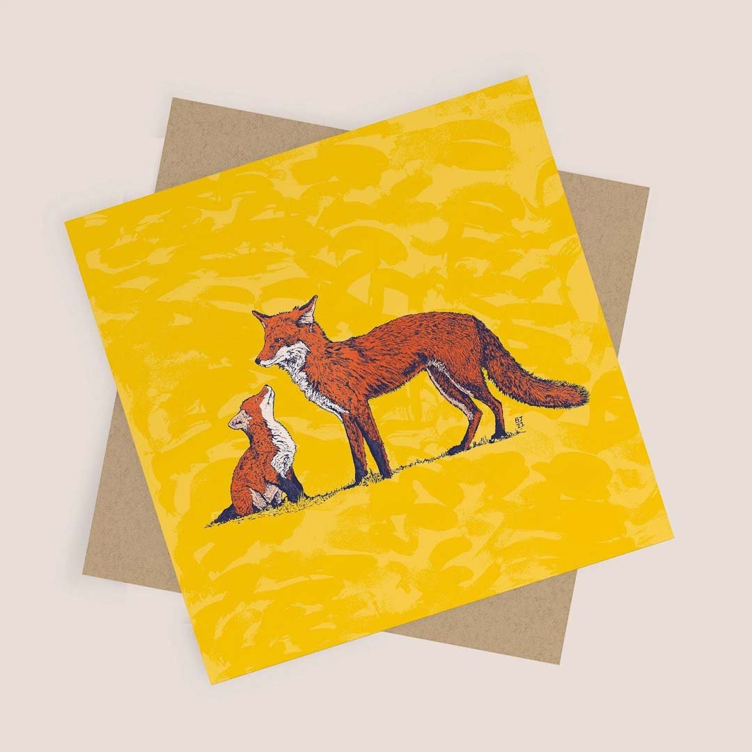 Foxes Greeting Card - Bejojo Art - Just Makers Bejojo Art