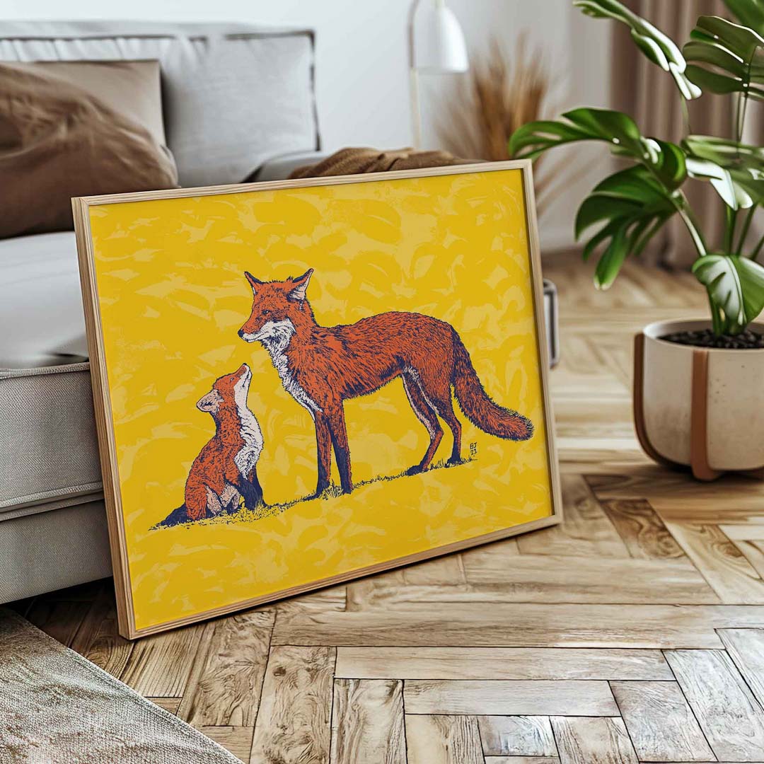 Foxes Unframed A5 Print - Bejojo Art_Just Makers