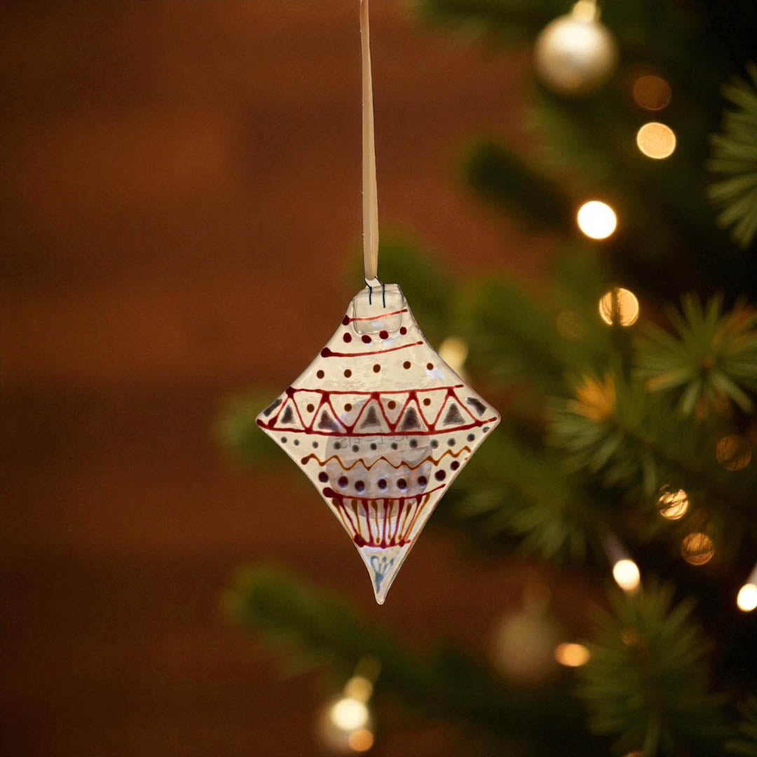 Fused Glass Christmas Ornament Decoration - Redcurrant Glass_just makers