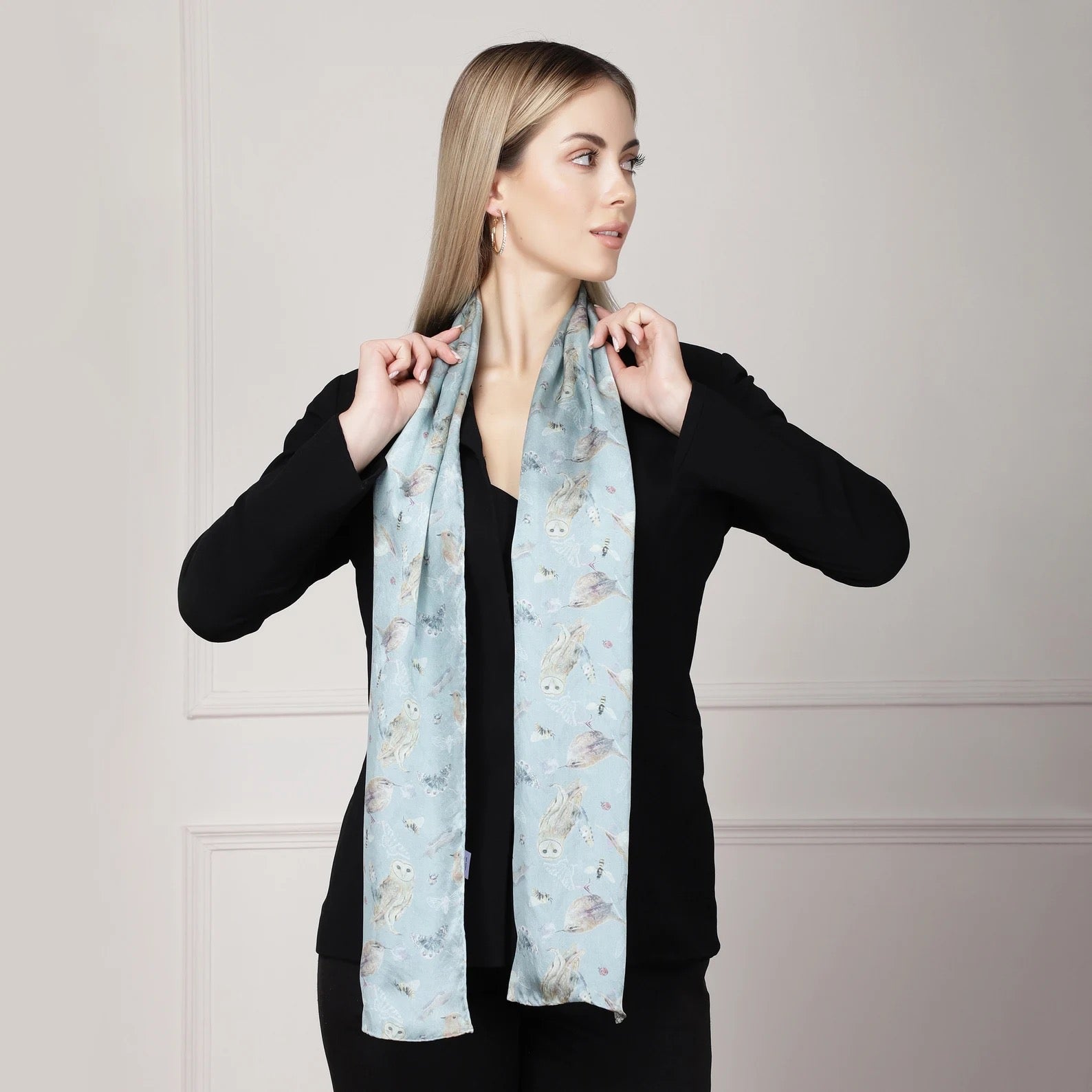 Garden Birds Print 100% Silk Scarf - Pattern Passion_Just Makers