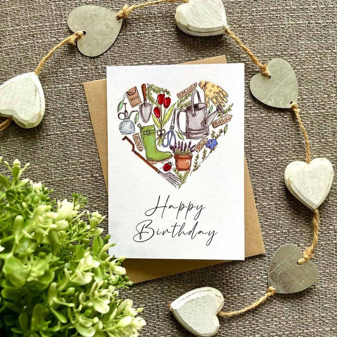 Gardening Heart Birthday Card - HD Designs - Just Makers HD Designs