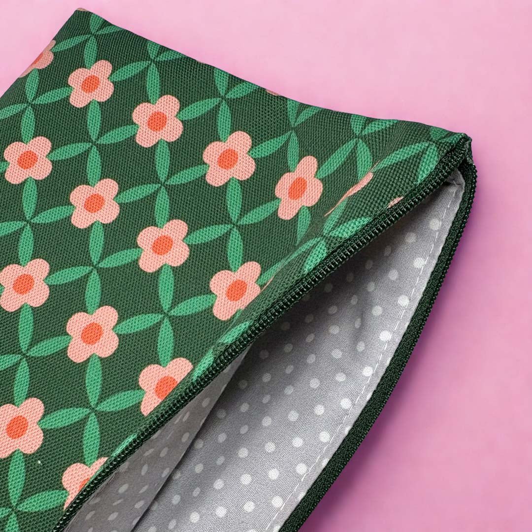 Geo Flowers Fabric Pouch - Maggie Magoo Designs - Just Makers Maggie Magoo Designs
