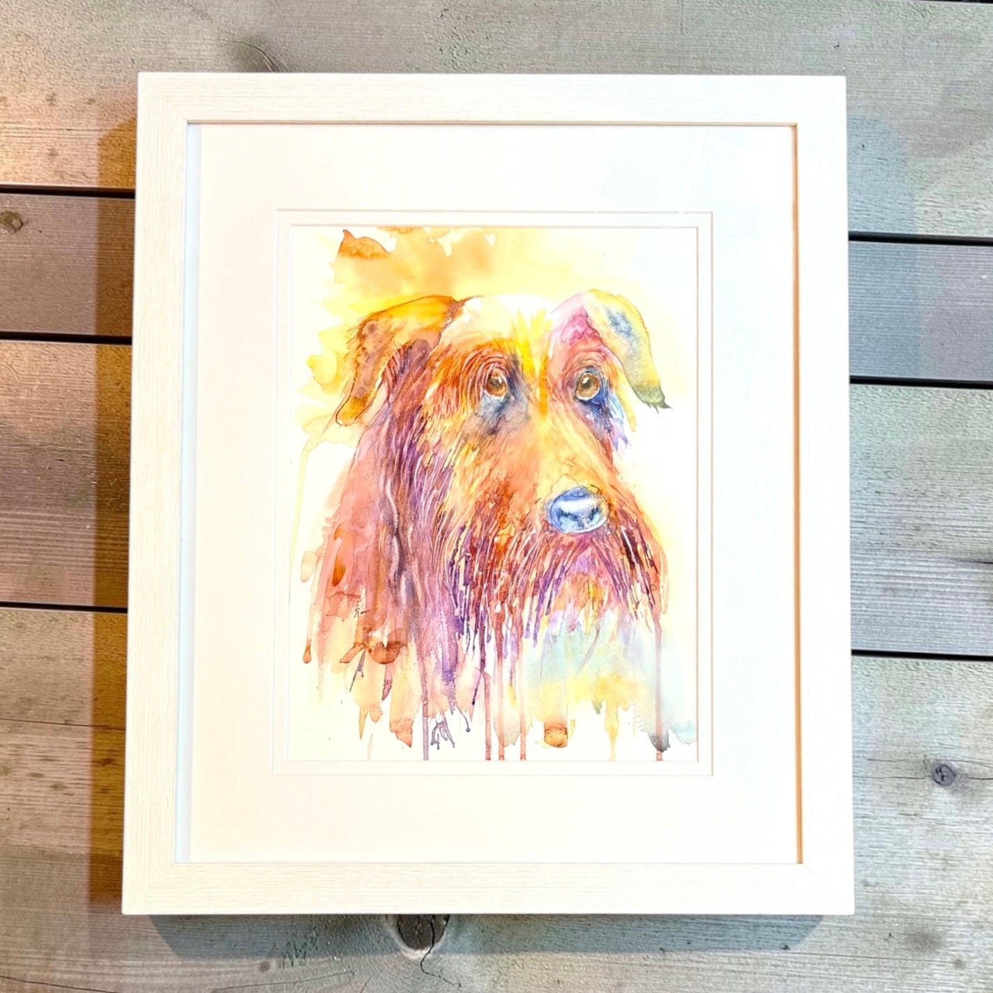 George the Dog Original Framed Watercolour - Sandie Turner_just makers