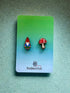 Gnome and Toadstool Wooden Earrings - Rat Bean Kat_Just Makers