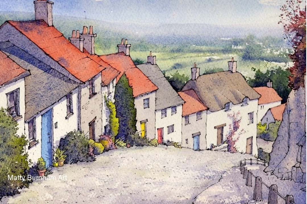 Gold Hill A5 Mounted Print - Matty Burnham - Just Makers Matty Burnham