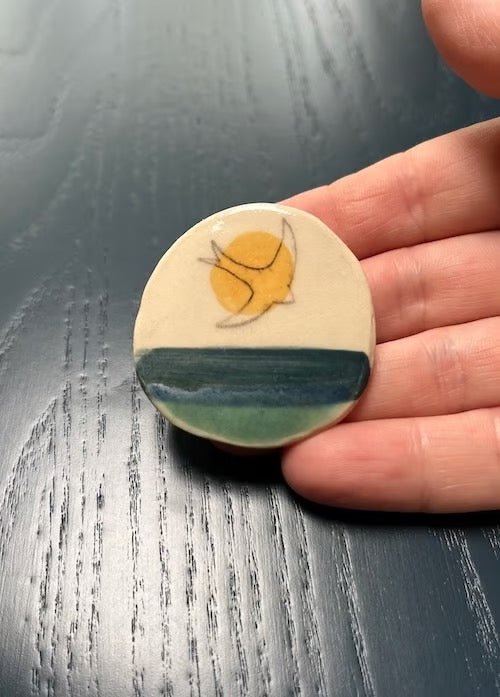 Golden Swift Brooch - Lorna Gilbert - Just Makers Lorna Gilbert Ceramics