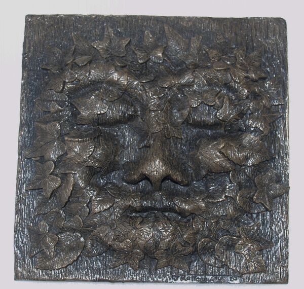 Green Man Large Square Plaque – John Rattenbury_Just Makers