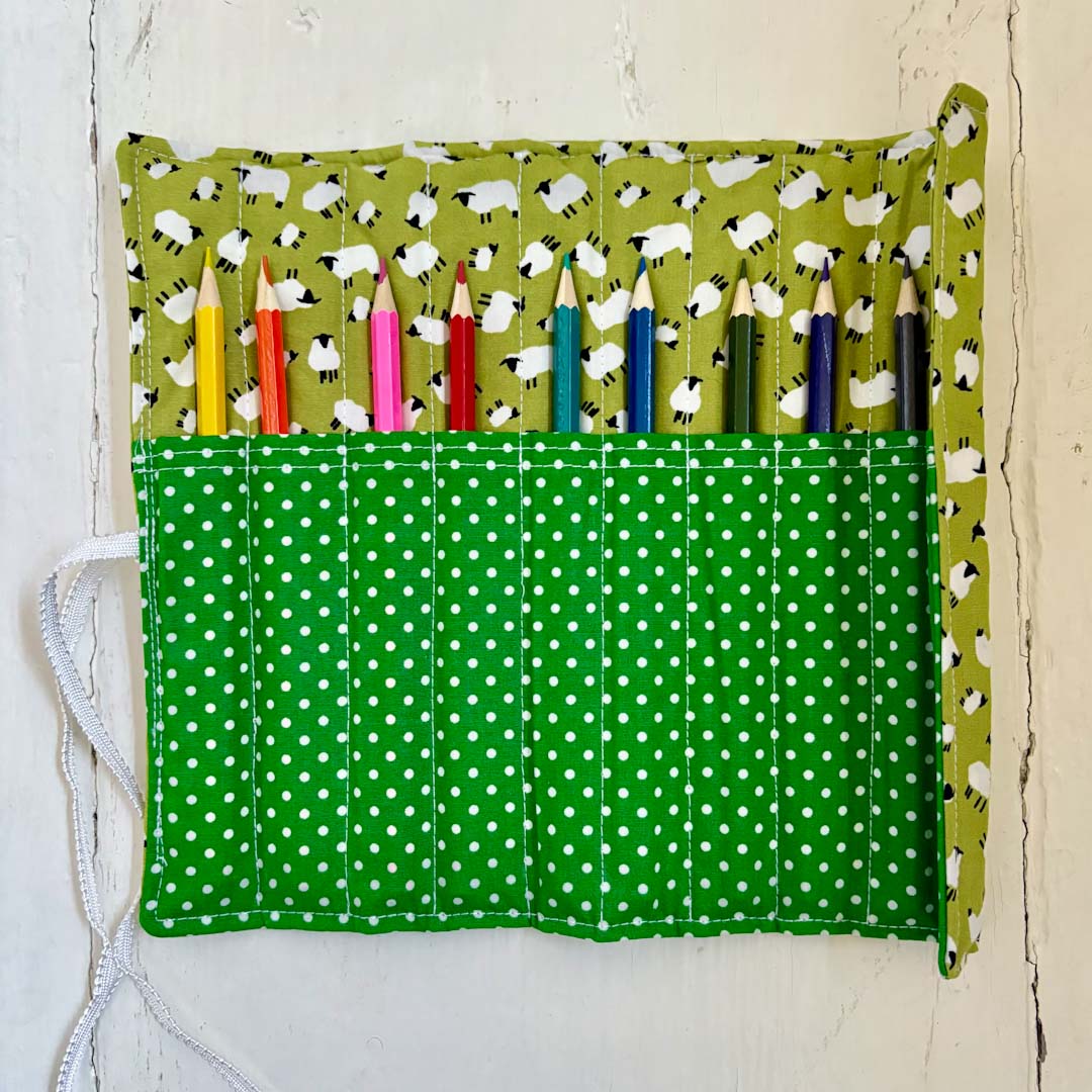 Green Sheep Pencil Roll - Made by Marianne_Just Makers