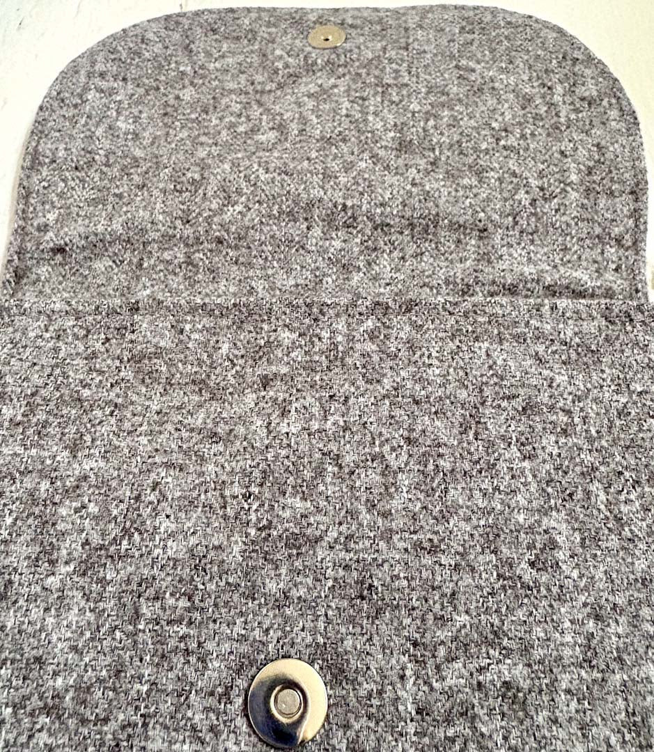 Grey Mixed Fibre Lined Crescent Handbag - Amanda Scott - Just Makers Amanda Scott