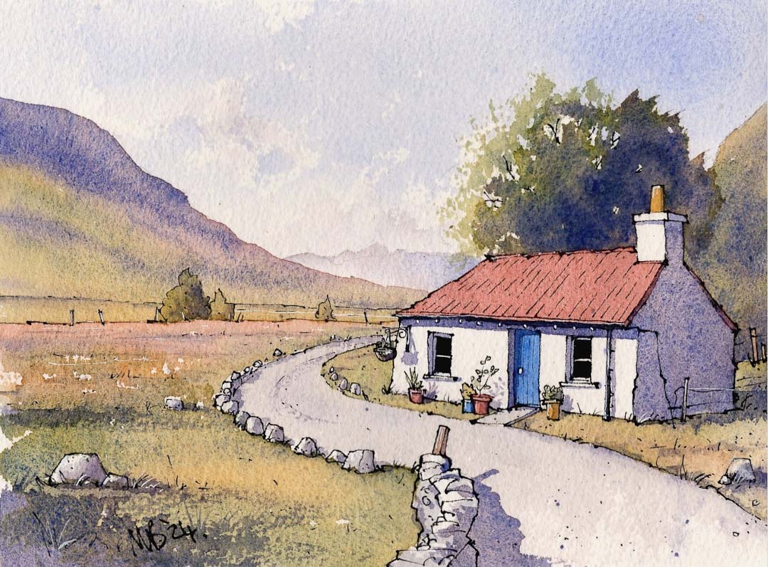 Gualachulain Bothy A5 Mounted Print - Matty Burnham_Just Makers