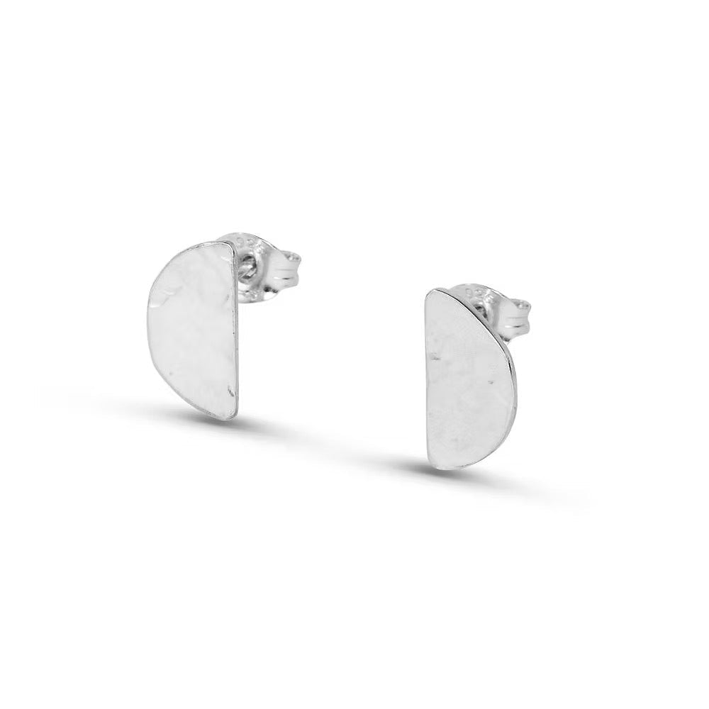 Half Moon Hammered Studs - Tori Foster Jewellery - Just Makers Tori Foster Jewellery