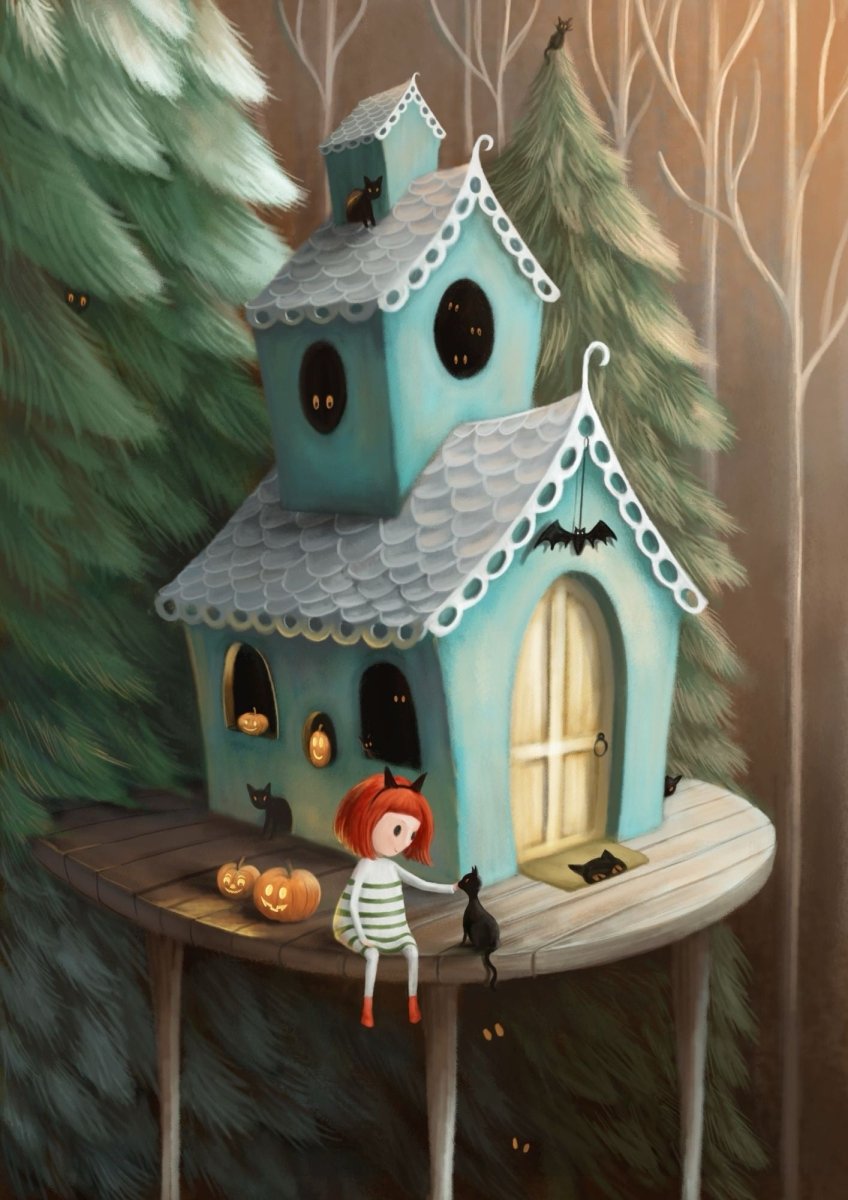 Halloween House Greeting Card Demelsa Haughton - Just Makers Demelsa Haughton Illustration