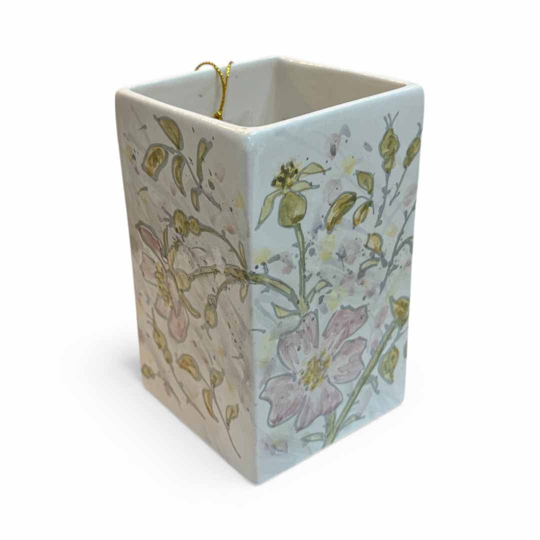 Hand Painted Bird in Blossom Vase - Jenny Blue Art_Just Makers