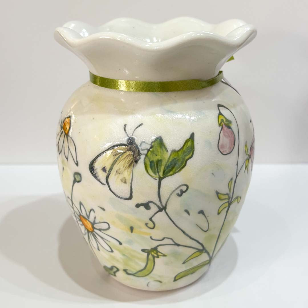Hand Painted Daisy Vase - Jenny Blue Art_Just Makers