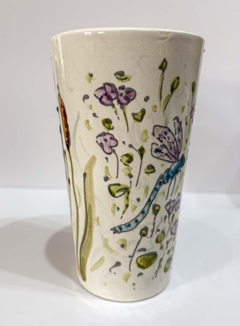 Hand Painted Dragonfly Vase - Jenny Blue Art_Just Makers