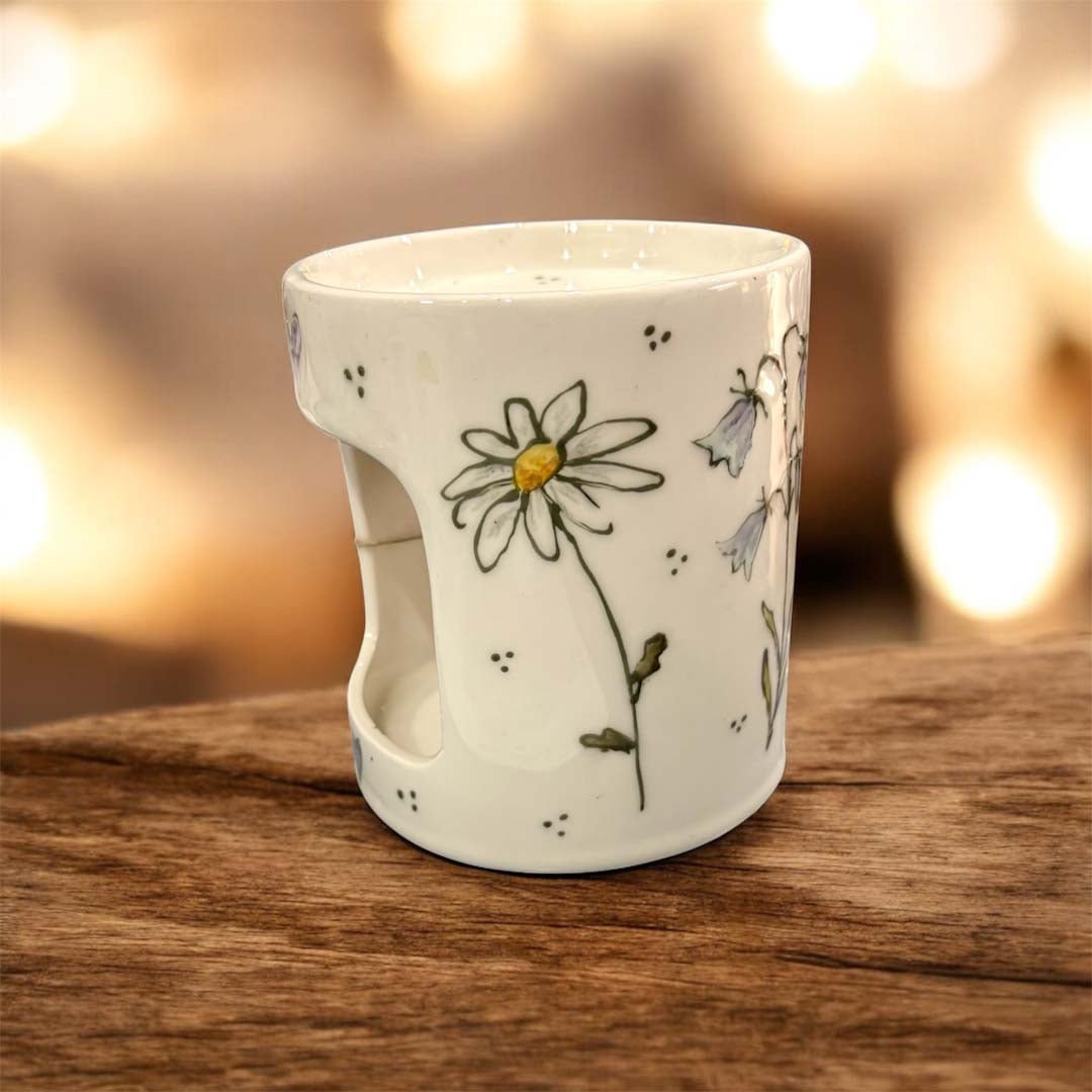 Hand Painted Floral Oil or Wax Burner - Jenny Blue Art - Just Makers Jenny Blue Art