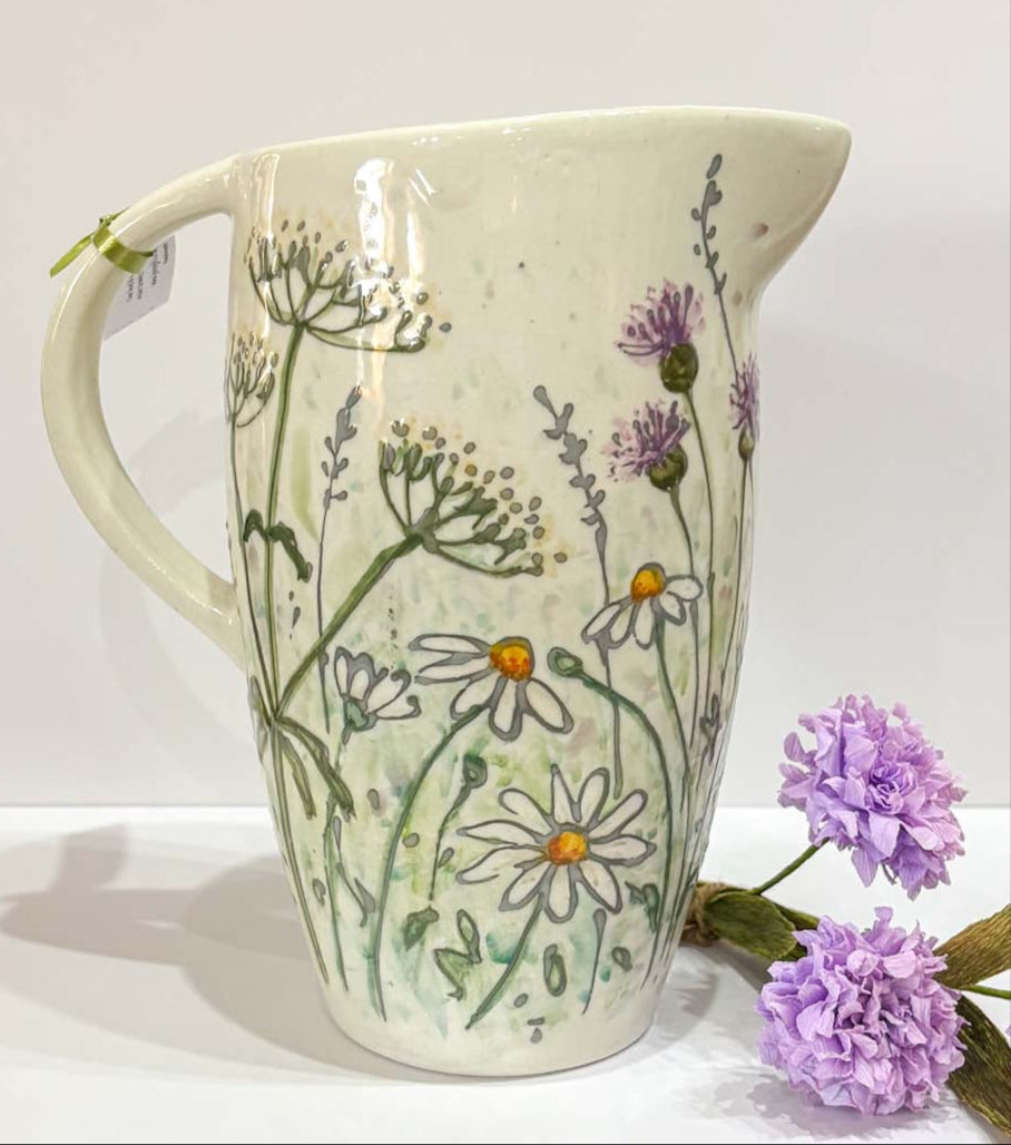 Hand Painted Large Daisy Meadow Jug - Jenny Blue Art_Just Makers