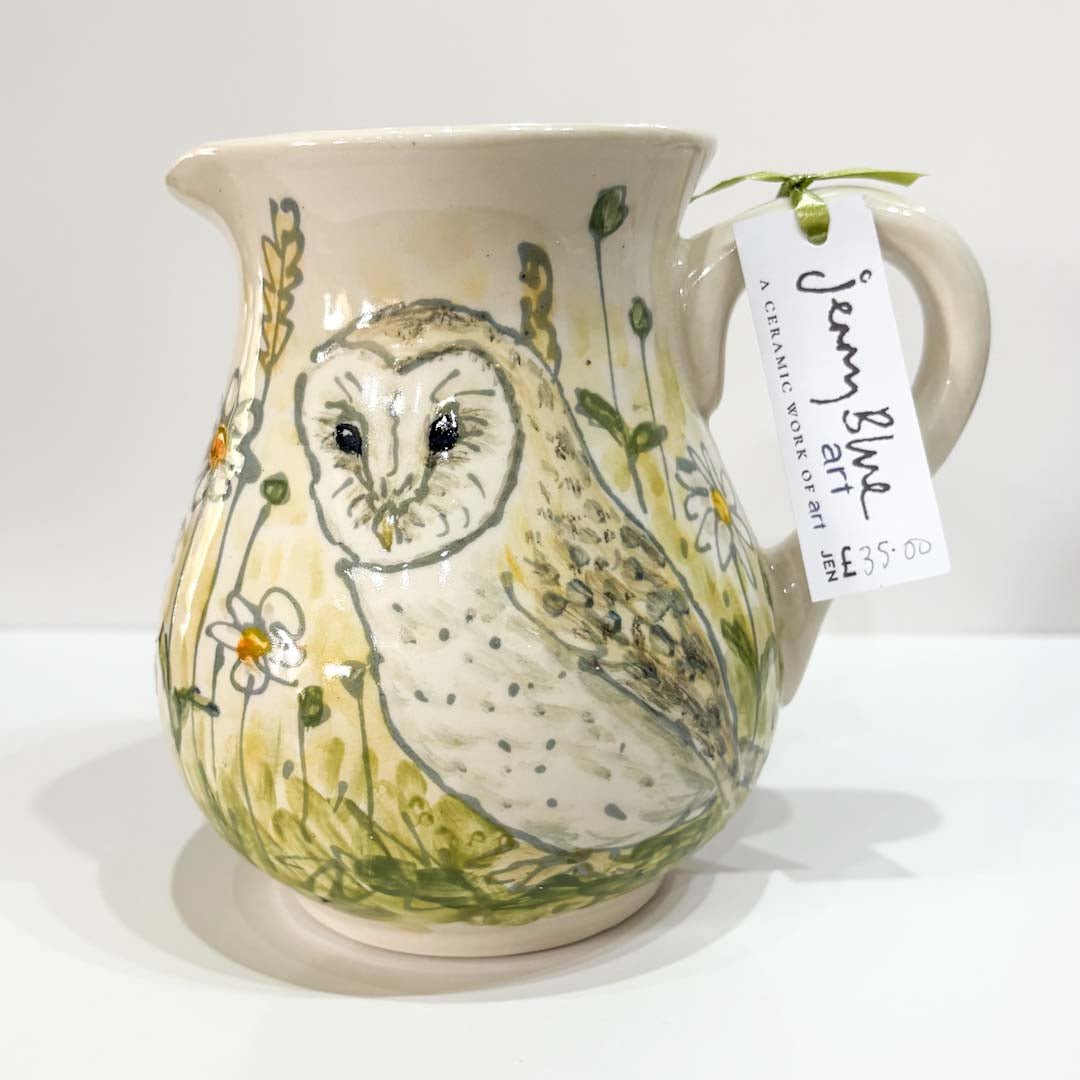 Hand Painted Owl Jug - Jenny Blue Art - Just Makers Jenny Blue Art