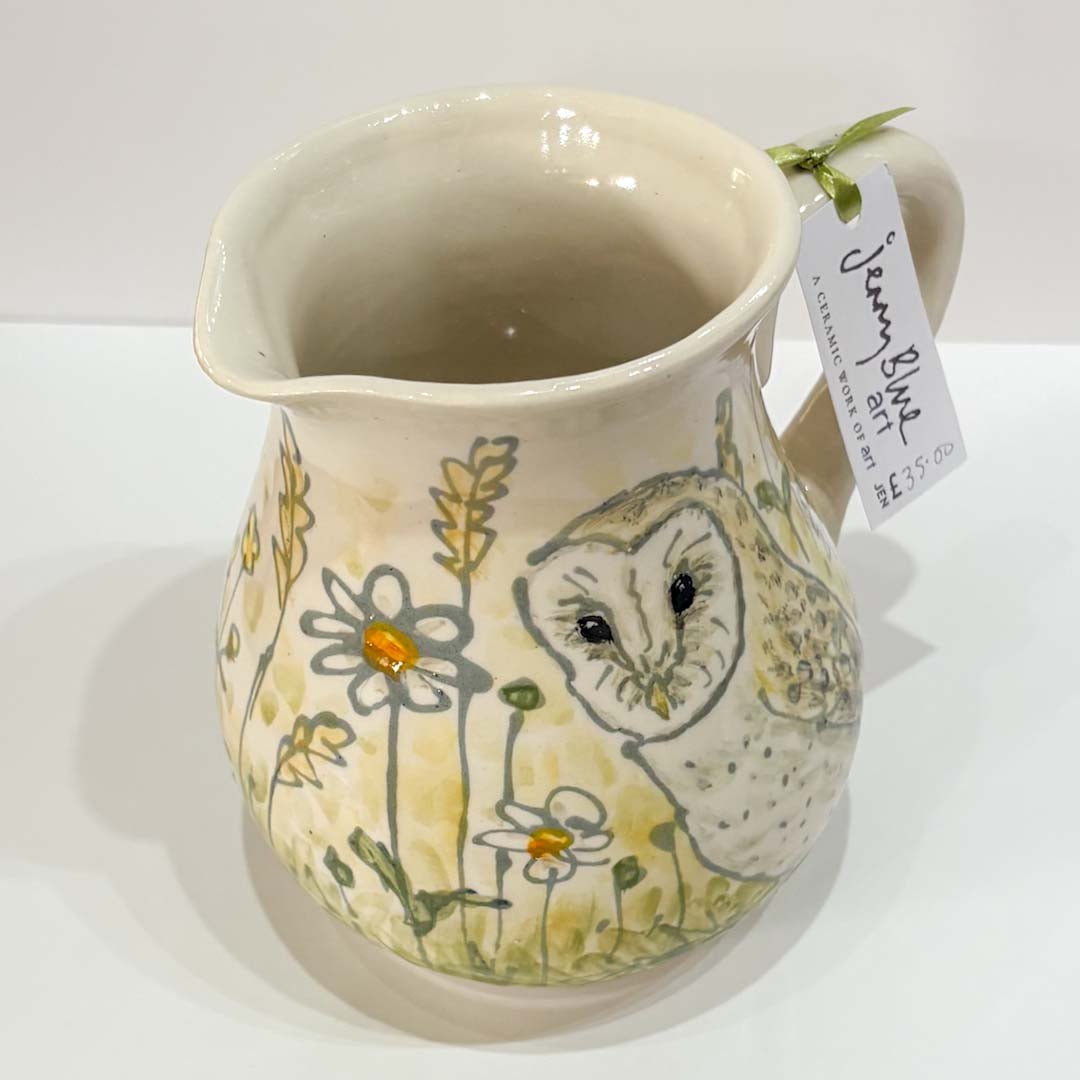 Hand Painted Owl Jug - Jenny Blue Art - Just Makers Jenny Blue Art