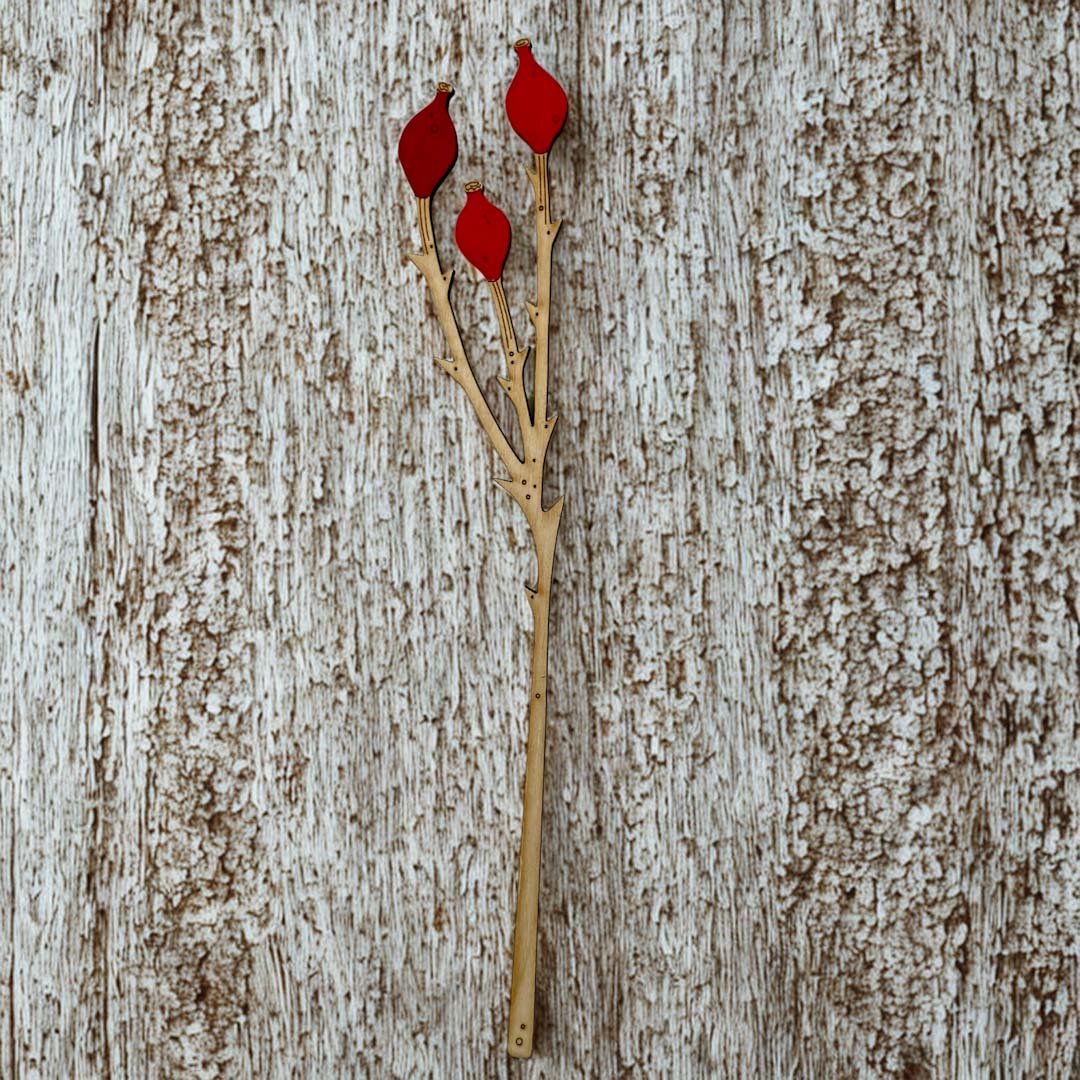Hand Painted Rosehip Flower Stem - Natty Deco - Just Makers Natty Deco