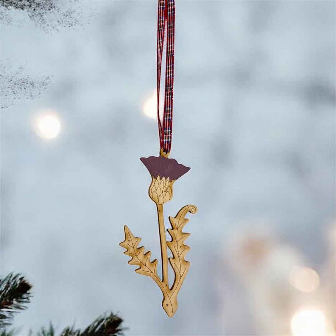 Hand Painted Scottish Thistle Wooden Decoration - Natty Deco - Just Makers Natty Deco