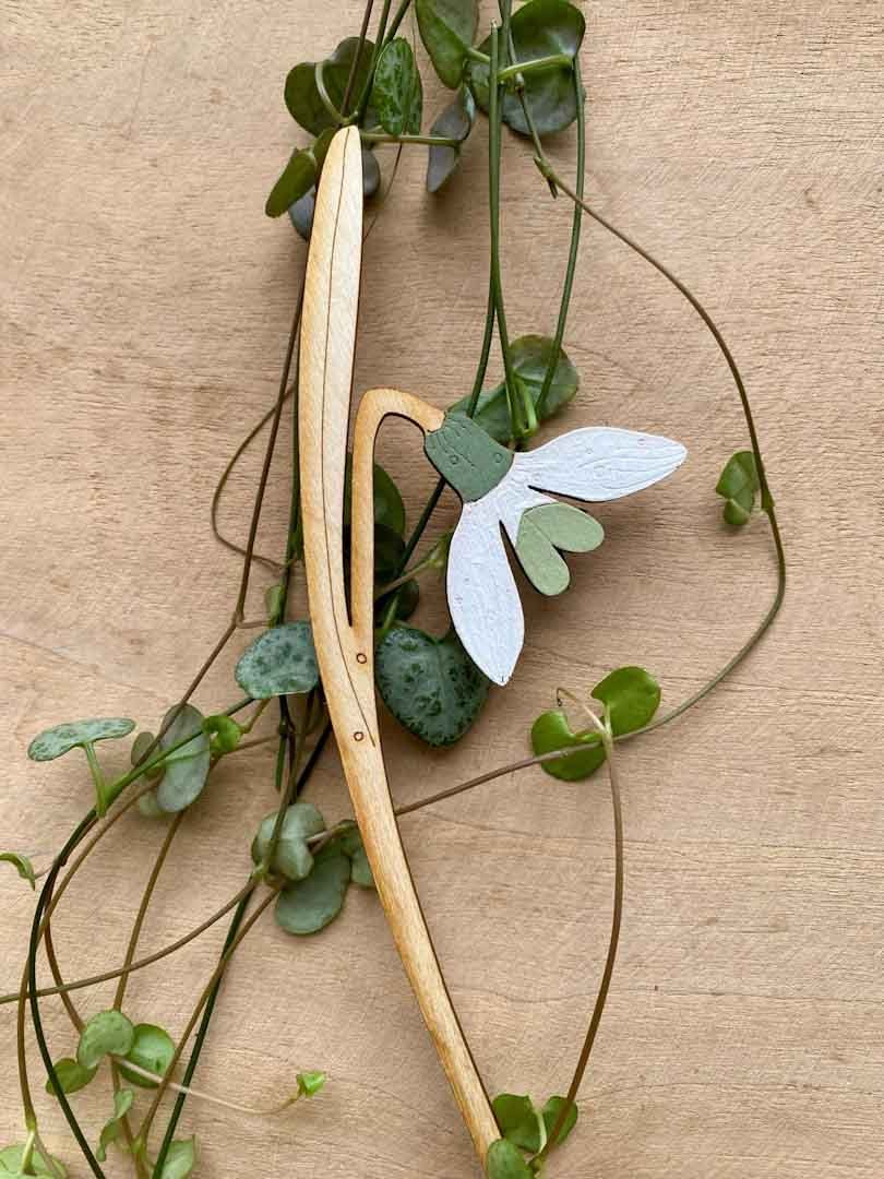 Hand Painted Snowdrop Stem - Natty Deco - Just Makers Natty Deco
