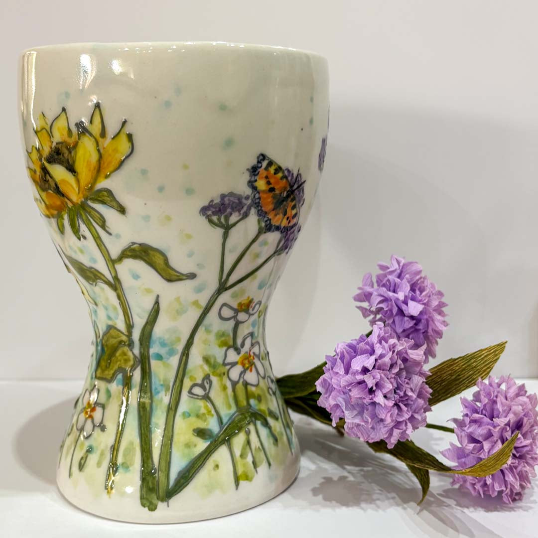 Hand Painted Sunflower Vase - Jenny Blue Art_Just Makers