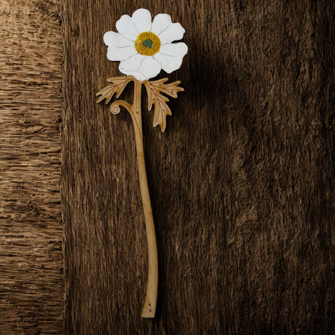 Hand Painted White Queen Flower Stem - Natty Deco_Just Makers