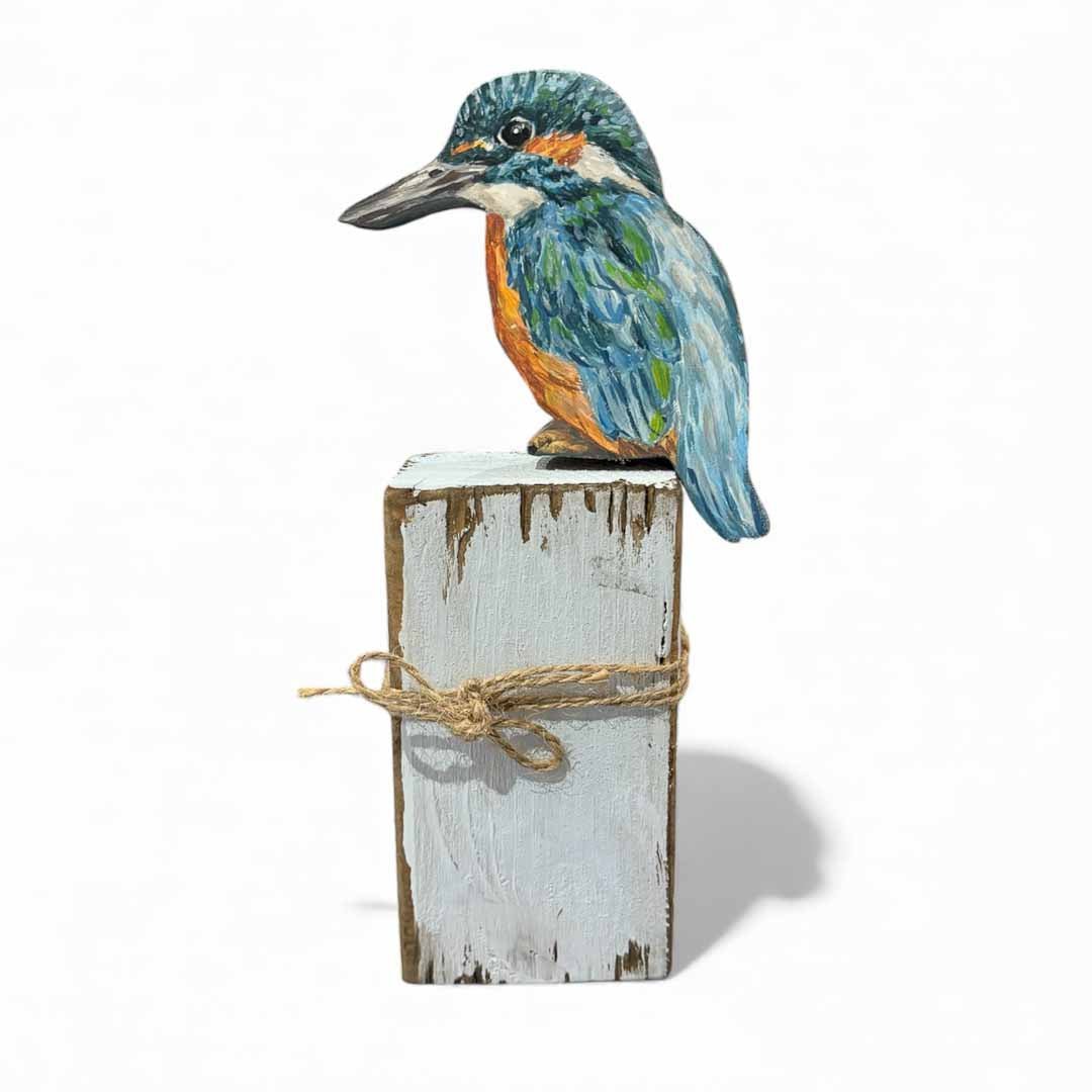 Hand Painted Wooden Kingfisher on Stand - Jenny Blue Art - Just Makers Jenny Blue Art