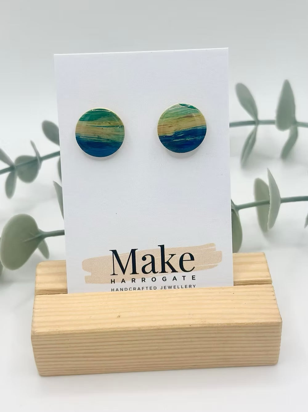 Handpainted Button Studs Teal - Make Harrogate_Just Makers
