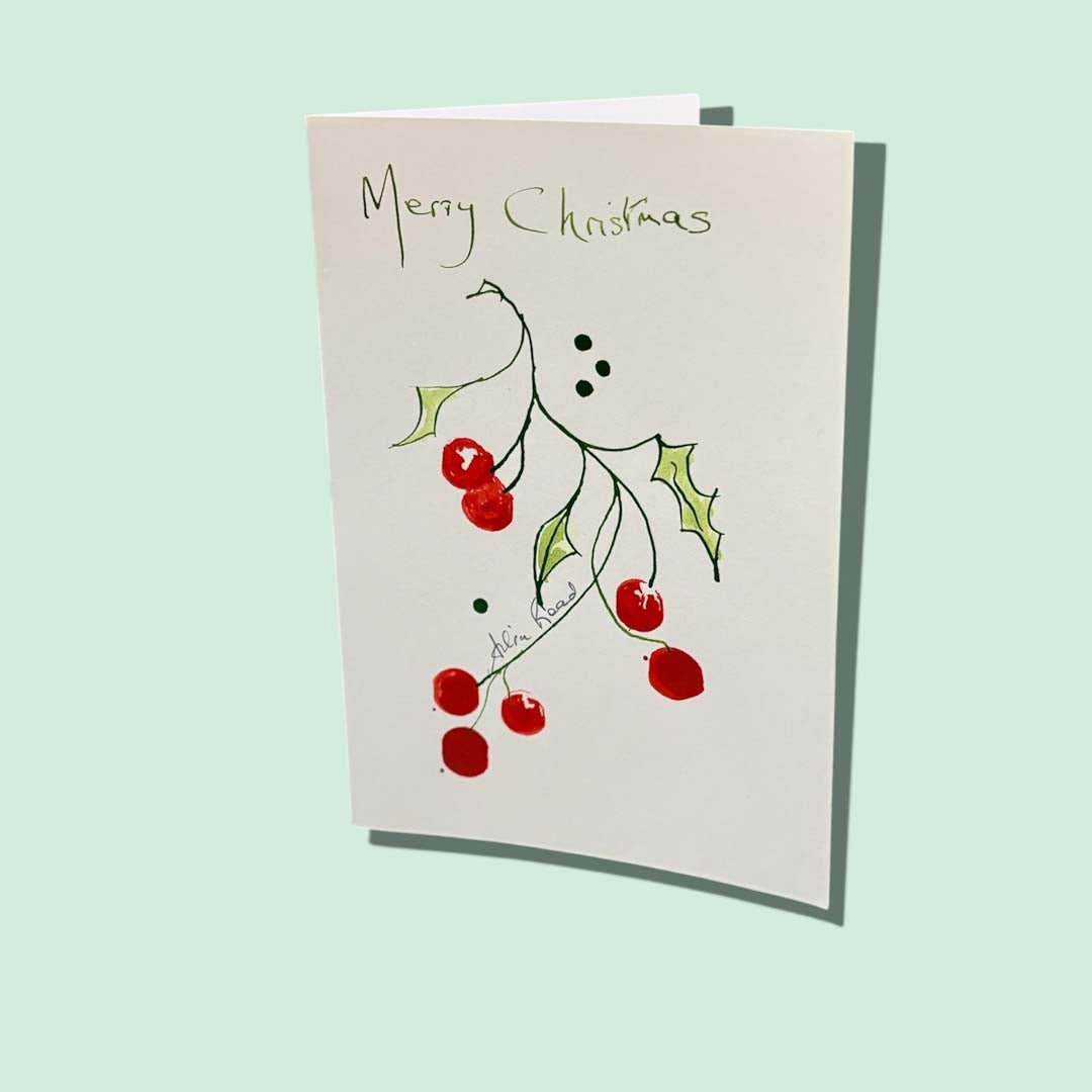 Handpainted Christmas Card - Ailsa Read - Just Makers Ailsa Read Fine Art Painter