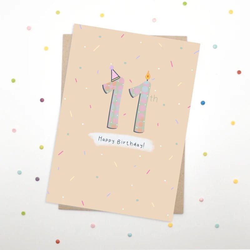 Happy 11th Birthday Card - Scribble & Print Co - Just Makers Rachel of Scribble & Print Co