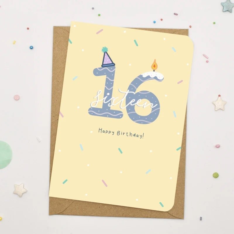 Happy 16th Birthday Card - Scribble & Print Co - Just Makers Rachel of Scribble & Print Co
