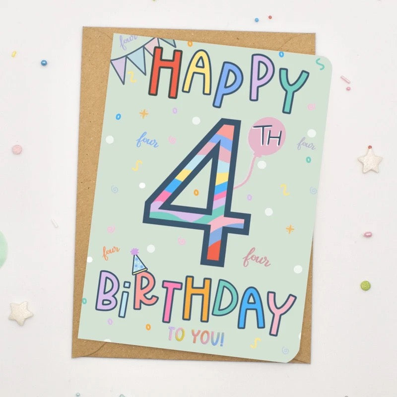 Happy 4th Birthday Card - Scribble & Print Co_Just Makers