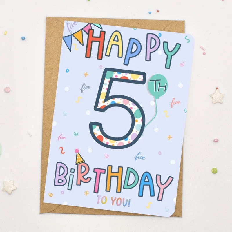 Happy 5th Birthday Card - Scribble & Print Co_Just Makers