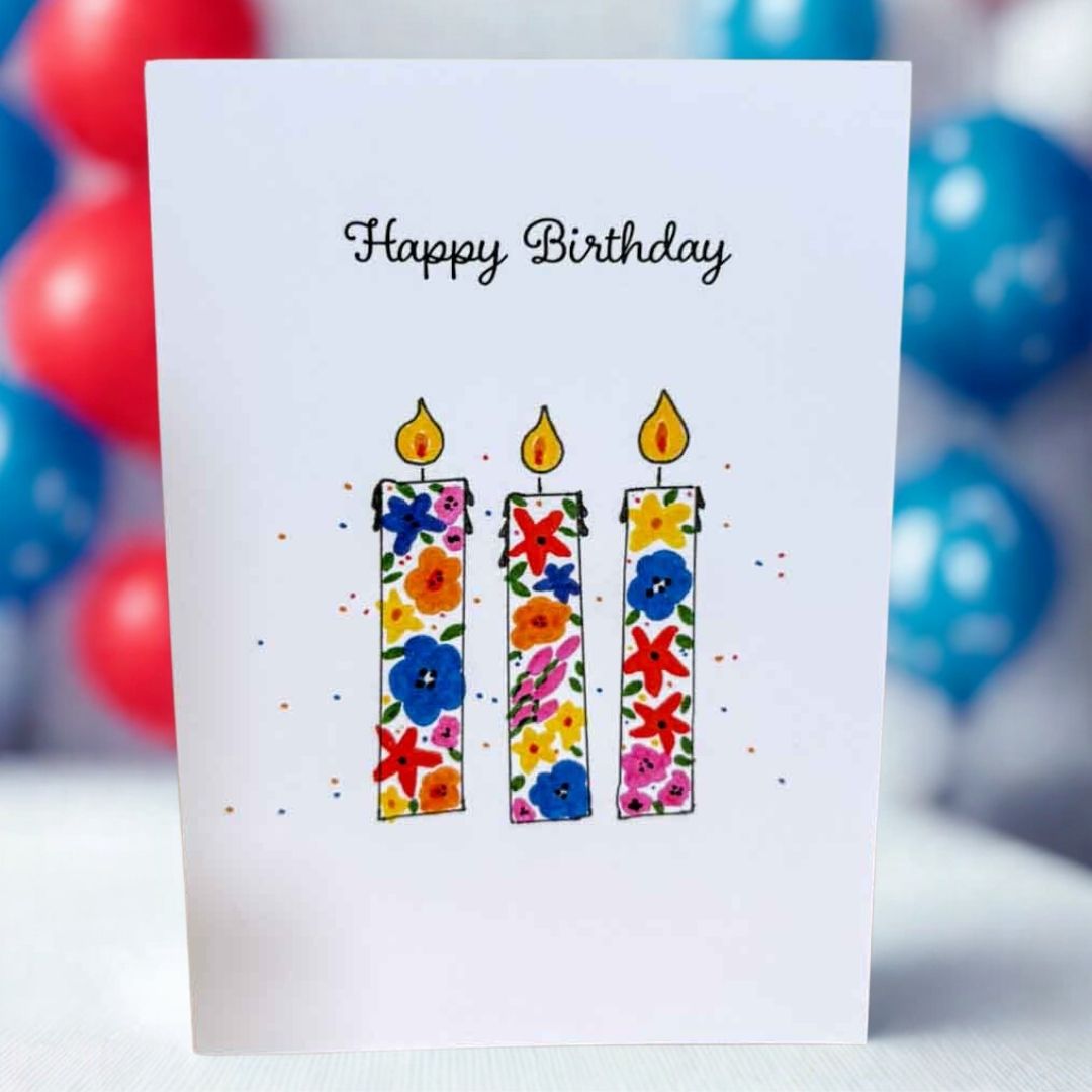 Happy Birthday Candles Greeting Card - Beverley Holgate - Just Makers Beverley Holgate