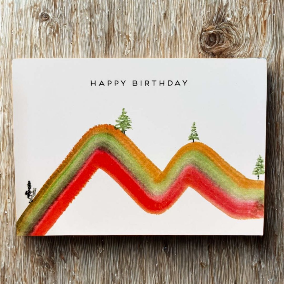 Happy Birthday Stripy Hiker Greeting Card - Beverley Holgate - Just Makers Beverley Holgate