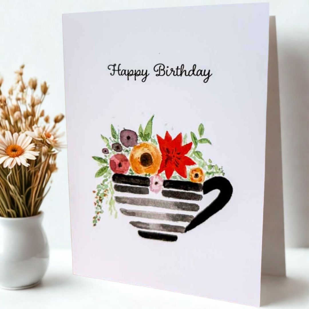 Happy Birthday Tea Cup Greeting Card - Beverley Holgate - Just Makers Beverley Holgate