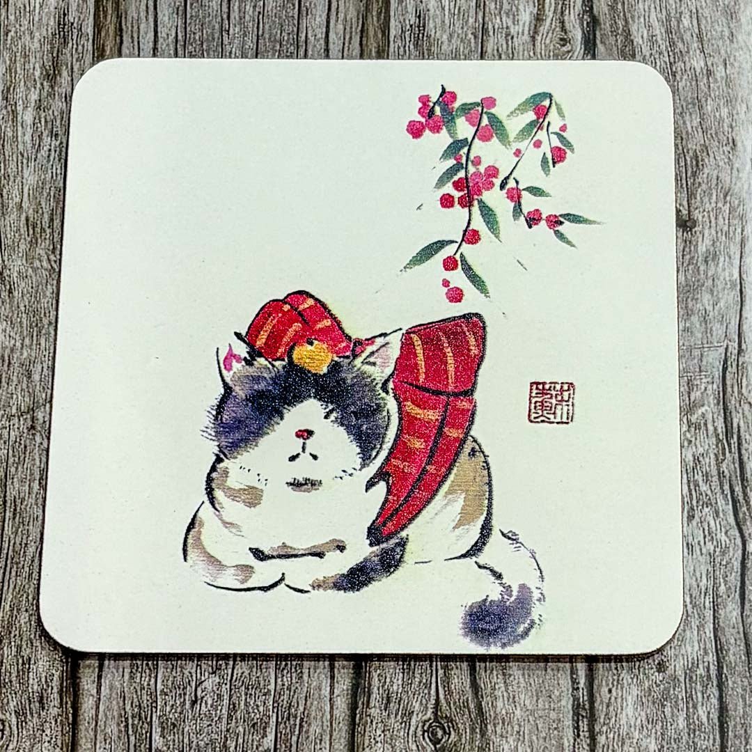 Happy Sleeping Cat Coaster - Su Yao - Just Makers Su Yao Wukong China Art Craft