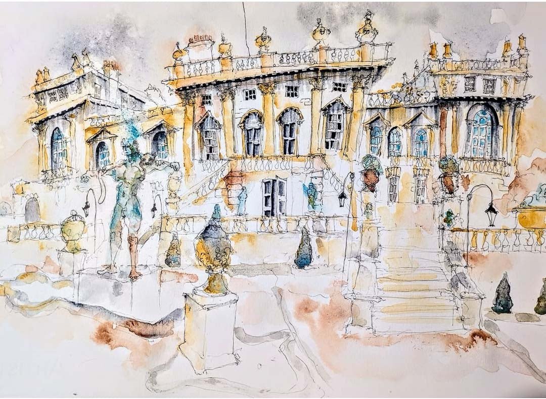 Harewood House Framed ORIGINAL Painting - Tim Gomersall Art - Just Makers Tim Gomersall Art