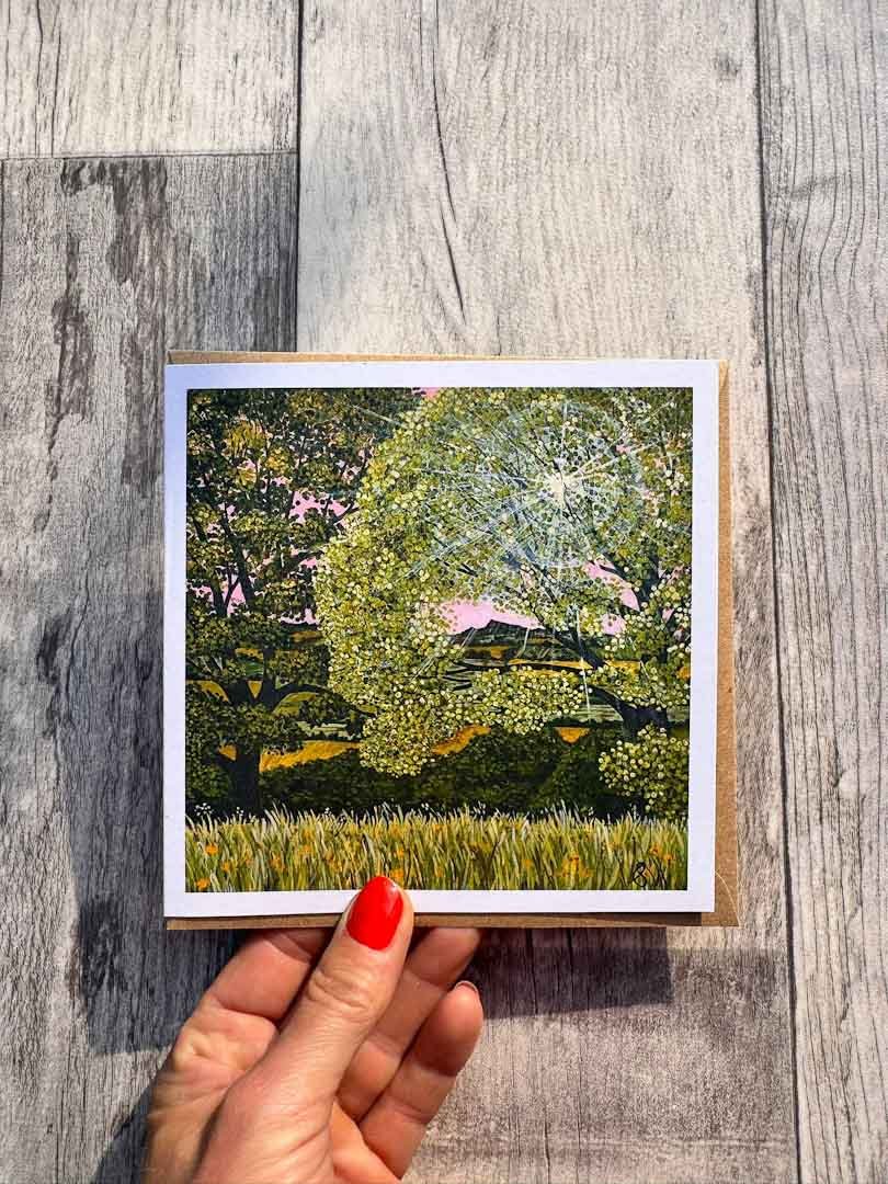 Harewood to Almscliffe Square Greeting Card - Sarah Jane Nicholls - Just Makers Sarah Jane Nicholls