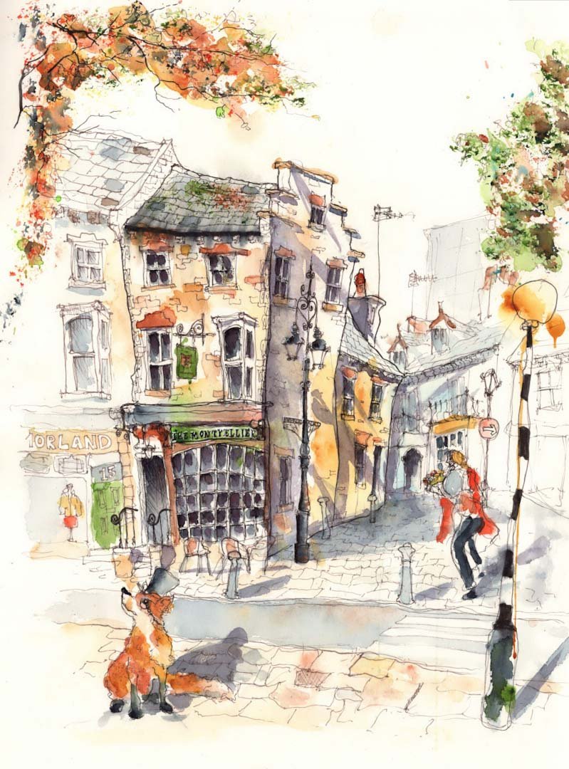 Harrogate Montpellier Gardens Greeting Card - Tim Gomersall Art - Just Makers Tim Gomersall Art