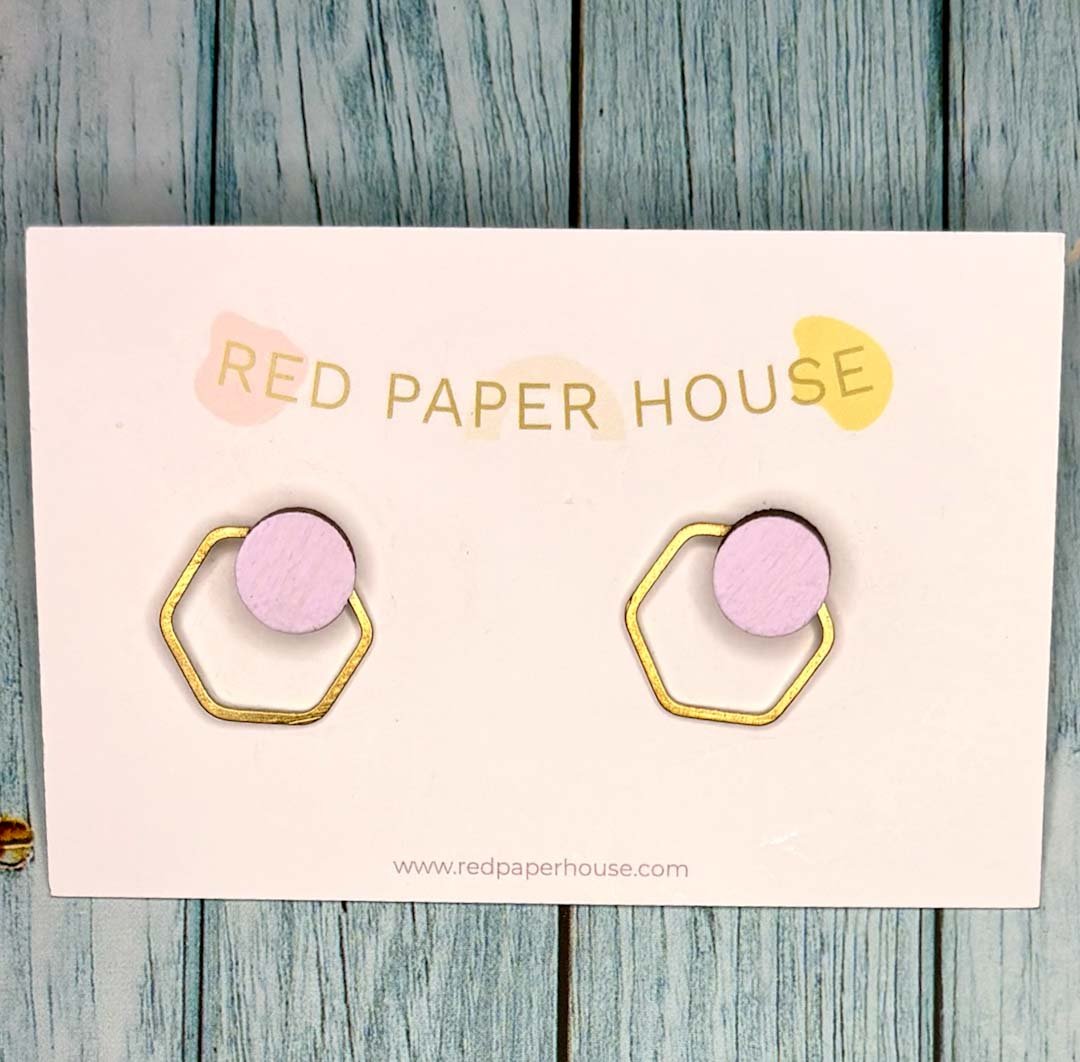 Hexa Stud Earrings Lilac - Red Paper House - Just Makers Red Paper House