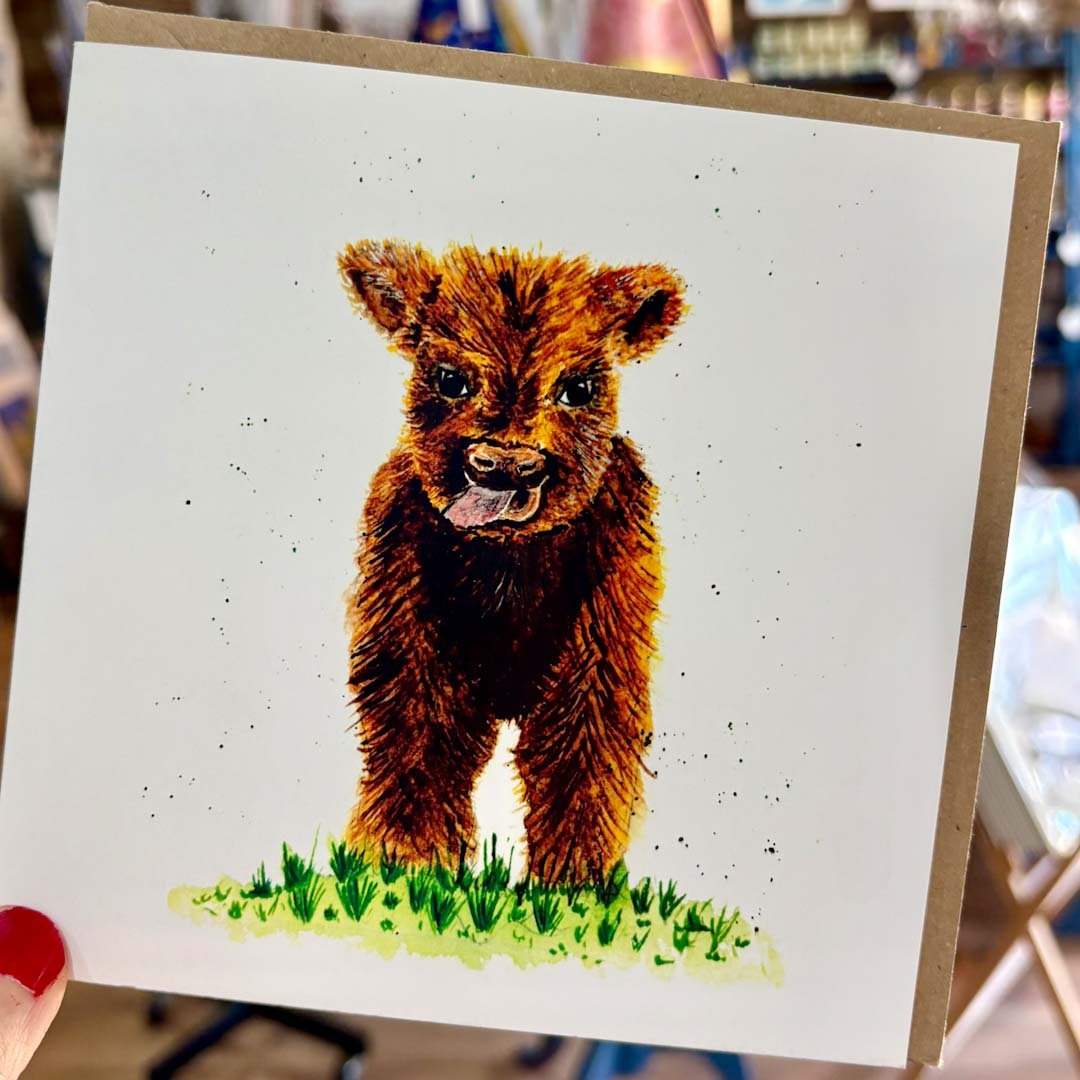 Highland Calf Greeting Card - Little Snowdrop Designs - Just Makers Little Snowdrop Designs