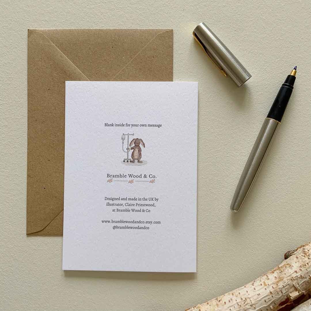 Hopping You Feel Better Soon Card - Bramble Wood and Co - Just Makers Bramble Wood & Co