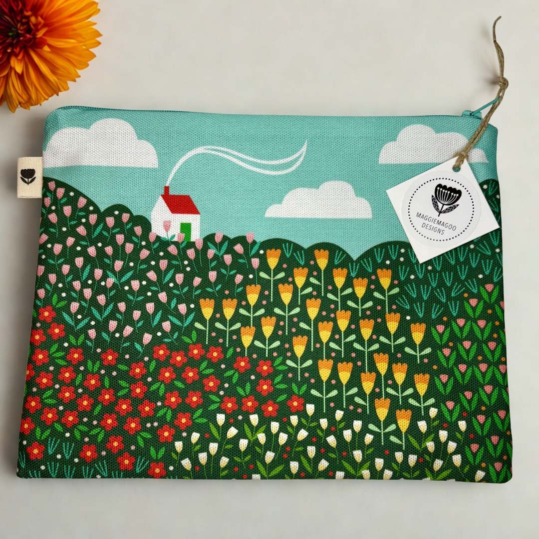 House on Hill Fabric Pouch - Maggie Magoo Designs - Just Makers Maggie Magoo Designs